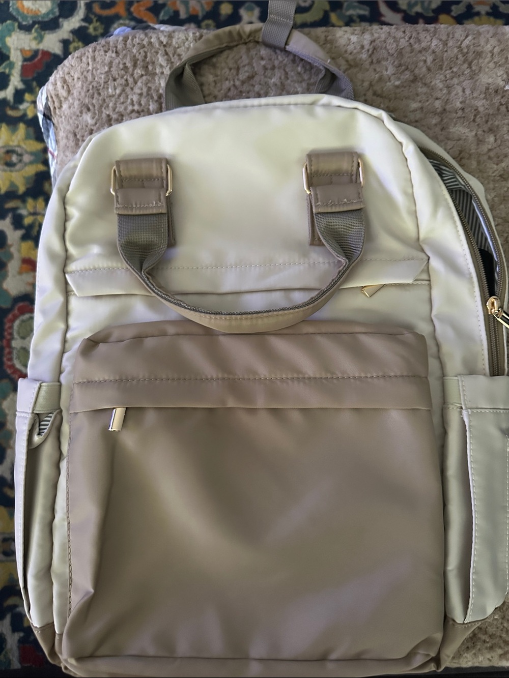 Neutral Taupe Womans Backpack - Stylish Everyday Bag